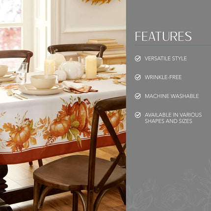 Elrene Home Fashions Autumn Pumpkin Grove Tablecloth, 60"x84" Rectangle, Multi Color