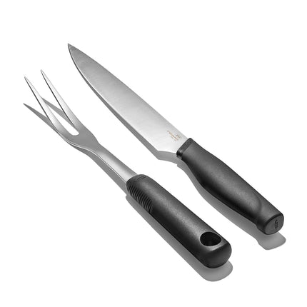 OXO Carving Set |Soft-Grip Duo Designed for Effortless Carving and Serving |2-Piece Fork & Knife Set | Spear, Secure, Cut & Serve Roasted Meat