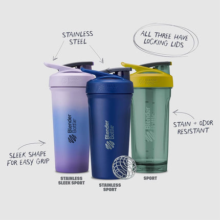 BlenderBottle Strada Shaker Cup Perfect for Protein Shakes and Pre Workout, 28-Ounce, Blue