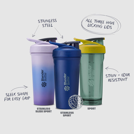 BlenderBottle Strada Shaker Cup Perfect for Protein Shakes and Pre Workout, 24-Ounce, Black