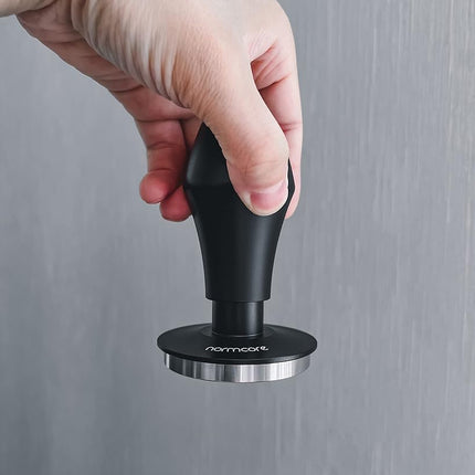Normcore Espresso Press 58mm V4 Spring Press with Wavy Stainless Steel Base with Replacement Springs 15lb, 25lb, 30lb, Anodized Aluminum Handle and Stand