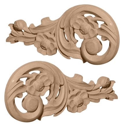 Ekena Millwork ONL07X03X01SPAL Each Side Small Springtime Scrolls Pair, 7 1/2-Inch x 3 1/2-Inch x 1/2-Inch, Alder