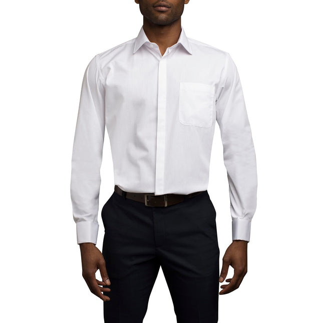 STACY ADAMS Men's 39000 Solid Dress Shirt, White, 
