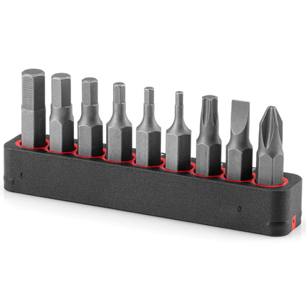 TEKTON 1/4 Inch Bicycle Bit Set with Rail, 9-Piece (#2, 3/16 in., T25, 2-6 mm) | DZZ93003