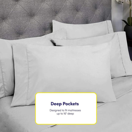 Twin Size Bed Sheets - 4 Piece 1500 Supreme Collection Fine Brushed Microfiber Deep Pocket Twin Sheet Set Bedding - 1 EXTRA PILLOW CASES, GREAT VALUE, Twin, Silver
