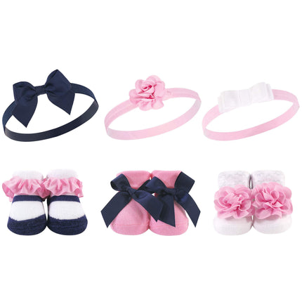 Hudson Baby Girl's Headband and Socks Giftset, Nav