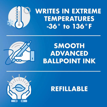 Pilot Acroball PureWhite Advanced Ink Refillable & Retractable Ball Point Pens with Silver Accents, Fine Point, Black Ink, 14-Pack (14694)