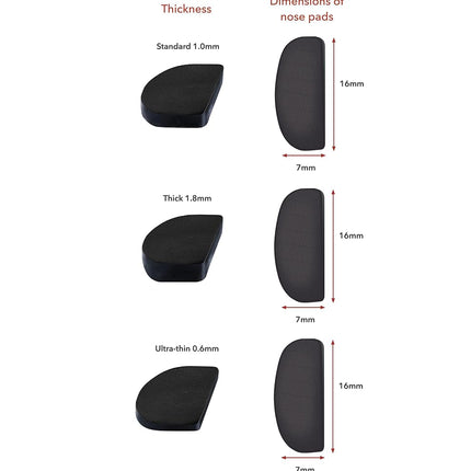 Setex Gecko Grip Anti-Slip Black Nose Pads for Eyeglasses, USA Made, Micro-Structured Fibers, Ultra-Strong Grip and Ultra-Soft, 5 Black Pairs with Self Stick Adhesive, 1mm x 7mm x 16mm