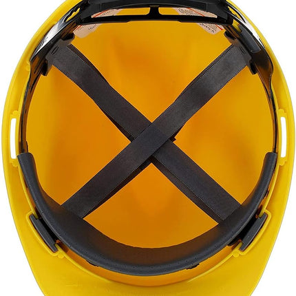 MSA 475360 V-Gard Cap Style Safety Hard Hat With Fas-Trac III Ratchet Suspension | Polyethylene Shell, Superior Impact Protection, Self Adjusting Crown-Straps - Standard Size in Yellow