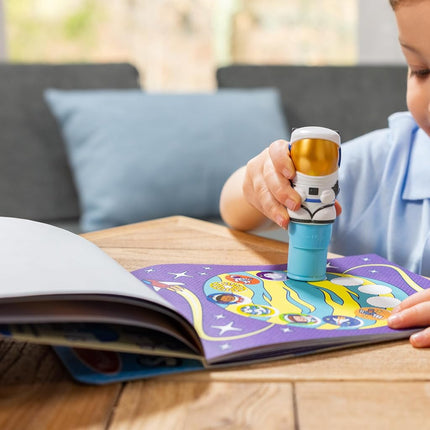 Melissa & Doug Sticker WOW!™ 24-Page Activity Pad and Sticker Stamper, 300 Stickers, Arts and Crafts Fidget Toy Collectible Character – Astronaut - FSC Certified