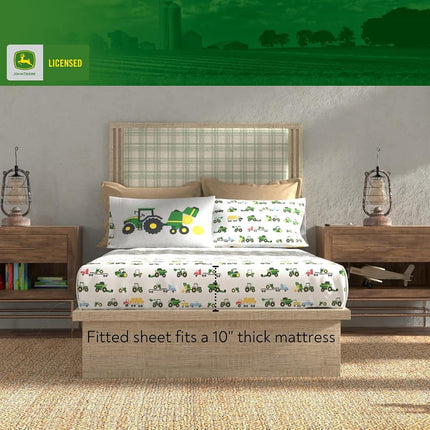 Franco Kids John Deere Farm Equipment Bedding 5 Piece Super Soft Comforter and Sheet Set, Full, (Officially Licensed Product)