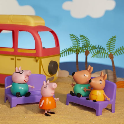 Peppa Pig Peppa Visits Australia Campervan Vehicle Preschool Toy; Includes 8 Figures, 4 Accessories, for Ages 3 and Up