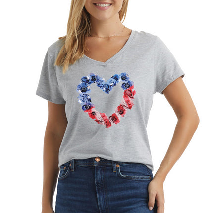 Hanes Women's Short Sleeve Graphic V-Neck Tee, Sta