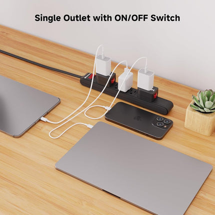 Cable Matters 3-Pack 2 Prong Outlet with ON Off Switch, Single 2 Prong Outlet Switch/Plug Switch in Black