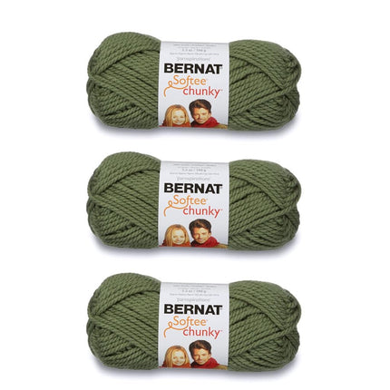 Bernat Softee Chunky Forest Yarn - (Pack of 3) 100g/3.5oz - Acrylic - 6 Super Bulky - 108 Yards - Knitting/Crochet