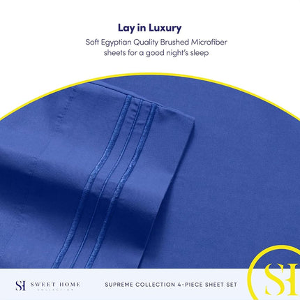 Full Size Sheet Sets - Breathable Luxury Sheets with Full Elastic & Secure Corner Straps Built in - 1800 Supreme Collection Extra Soft Deep Pocket Bedding Set, Sheet Set, Full, Royal Blue