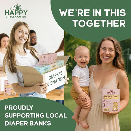 Happy Little Camper Super Saver Nappies, Size 5, 100 Count | Budget-Friendly Disposable Baby Nappies for Sensitive Skin | Hypoallergenic, Fragrance-Free, Ultra Absorbent