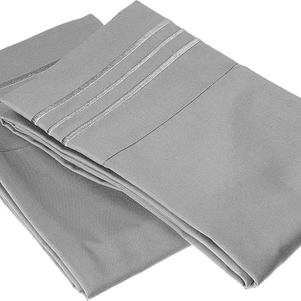 Elegant Comfort Wrinkle & Fade Resistant 1500 Premium Hotel Quality Microfiber Ultra Soft Luxurious 2-Piece Pillowcases, King Size, Silver