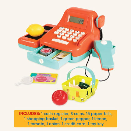 Battat Kids Cash Register with Scanner & Sounds, 26-Piece Set Pretend Play