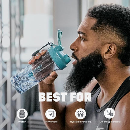 BlenderBottle Shaker Bottle Pro Series Perfect for Protein Shakes and Pre Workout, 32-Ounce, Cerulean Blue