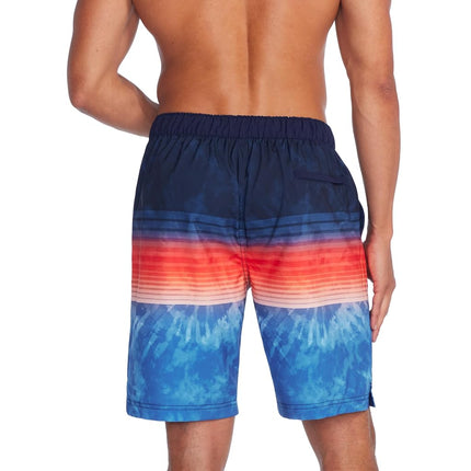 Speedo Men's Swim Trunk Knee Length Boardshort Bondi Striped Board Shorts, 20" Nice Sunset, Large