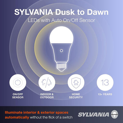 Foco LED Sylvania Dusk to Dawn A21 con sensor de luz de encendido/apagado automático, 100W=13W, 1500 lúmenes, 5000K, luz diurna - 1 paquete (41291)