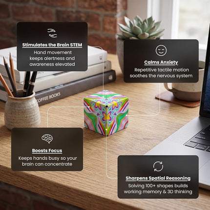 SHASHIBO Shape Shifting Box - Award-Winning, Patented Fidget Cube w/ 36 Rare Earth Magnets - Transforms Into Over 100 Shapes, Download Fun in Motion Toys Mobile App (Artist Series - Confetti)