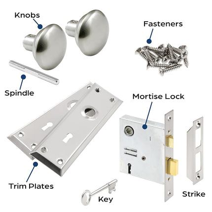 Prime-Line Products E 2330 Keyed Mortise Lock Set, Satin Nickel Finish