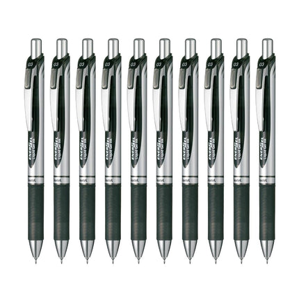 10pcs Pentel BLN73 EnerGel 0.3mm Retractable Liquid Gel Roller Pen (Box Set) - Black Ink