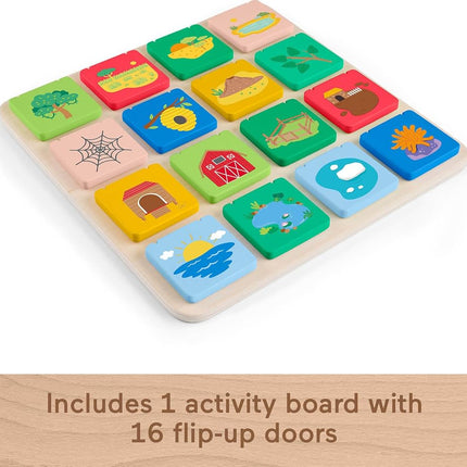 Fisher-Price Wood Preschool Toy Lift & Reveal Board, Early Learning Activity for Fine Motor Developmental Play Kids Ages 3+ Years