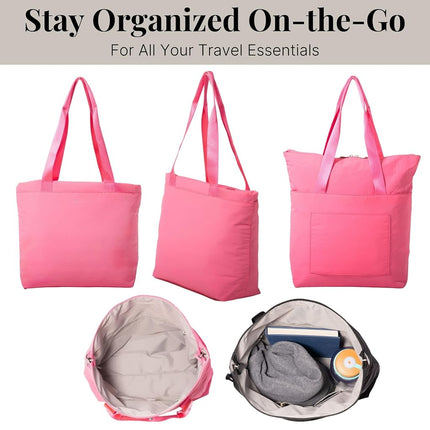 Bolsa tote Swift de Baggallini para mujer - Bolso de mano ligero de nailon de 12x16 con cremallera y funda para equipaje, color B-lite Bloom Pink, talla única