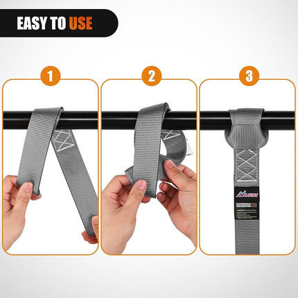 Nilight Soft Loop 1.7”×17" Motorcycle Tie Down Straps Heavy Duty 12000Lbs Max Break Strength for Securing ATV UTV Kayak Moving Cargo (8PK-Grey)