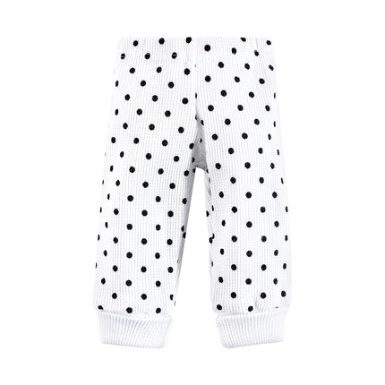 Hudson Baby Unisex Thermal Preemie Layette Set 4pc Long Sleeve Outfit, Black White Dots, Preemie