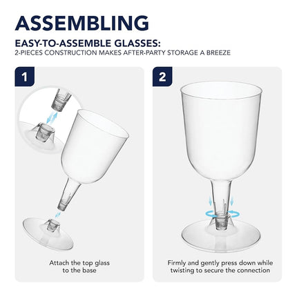 Gobelets à vin Party Essentials en plastique rigide deux pièces de 160 ml, transparents, paquet de 40