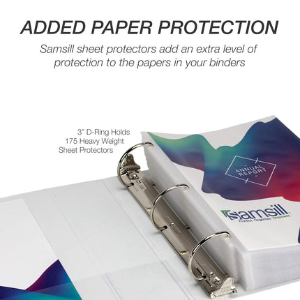 Samsill Durable Binder, Made in The USA, D Ring Binder, Customizable Clear View Binder, White, 2 Pack, Holds 625 Pages, 3 Inch