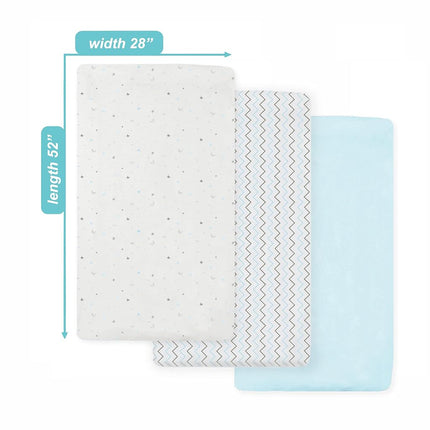American Baby Company 3 Piece 100% Cotton Jersey Knit Fitted Crib Sheet for Standard Crib and Toddler Mattresses, Blue Star/Zigzag, for Boys and Girls
