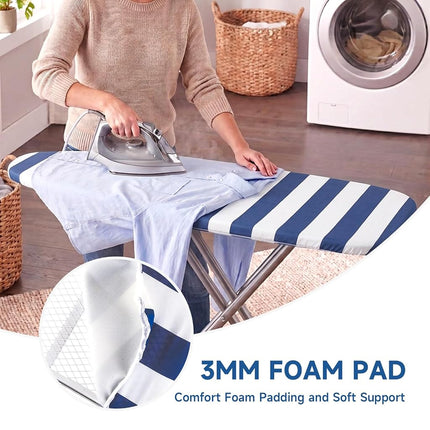 Whitmor Ironing Board Cover and Pad, Cotton, White + Blue, 54" x 15"