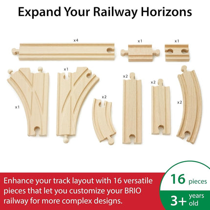 BRIO World Intermediate Expansion Pack Wooden Railway Track – Train Track Extension Pieces & Switch Tracks Add-On, Compatible with BRIO World Trains, Sets & Accessories, Kids 3 Years and Up