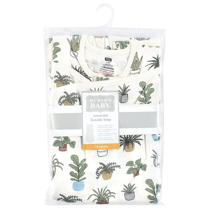 Hudson Baby Bebé Unisex Saco de Dormir Envolvente Convertible, Plantas, 0-3 Meses