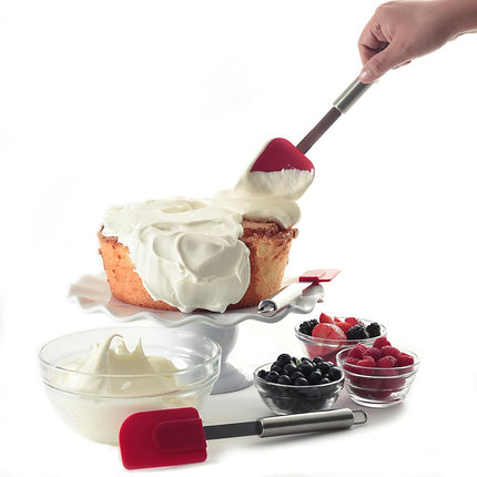 Norpro 3 Piece Silicone/Stainless Steel Kitchen Spatula Set - Red, Large