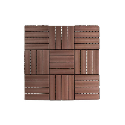 FloorPops FPD6185 Straight Groove Decking Tiles, Dark Brown