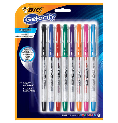 BIC Gel-ocity Smooth Stick Gel Pens, Fine Point, 0