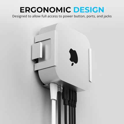 SABRENT Support Mac mini M4 (2024+) – Support flexible de bureau/mur en aluminium, support résistant aux rayures avec gestion des câbles et circulation de l'air – Support Mac mini sécurisé pour mur, bureau ou surface (BK-MAC2)
