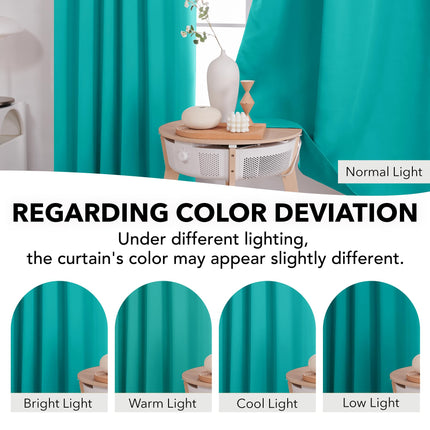 Deconovo Cortinas Opacas con Bolsillo para Barra y Pestaña Trasera, Cortinas Opacas para Ventanas, Cortinas Opacas para Sala de Estar, 52x63 Pulgadas, Turquesa, 2 Paneles