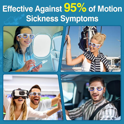 Hion 2 Pairs Adult Anti- Motion Sickness Smart Glasses, Ultra-Light Portable Nausea Relief Liquid Glasses, Carsickness Airsickness Seasickness Glasses, Travel/Cruise Essentials