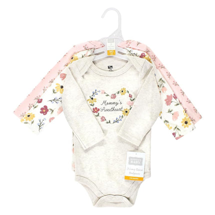 Hudson Baby Unisex Baby Cotton Long-Sleeve Bodysuits, Soft Painted Floral, Preemie, Soft Painted Floral, Preemie