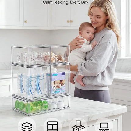 Vtopmart Clear Plastic Stackable Storage Drawers Set of 5