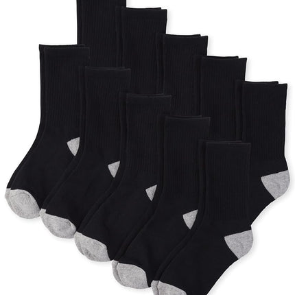 The Children's Place Boys' Crew Socks 10-Pack, Black, Medium