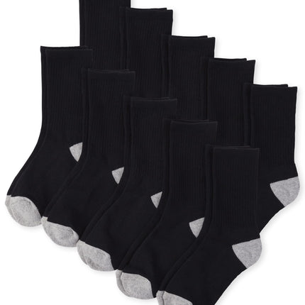 The Children's Place Boys' Crew Socks 10-Pack, Bla