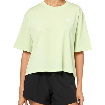 Under Armour Womens Boxy Crop Logo Short Sleeve T Shirt, (383) Retro Green / /, L